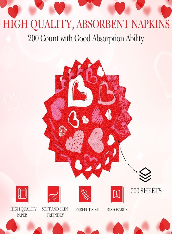 ReliThick 200 Pcs Valentine‘s Day Paper Napkins 13 x 13'' Red Heart Disposable Napkins Cocktail Engagement Napkins Dinner Lunch Red Heart Napkins for Valentine Wedding Anniversary Party Supplies - Image 4